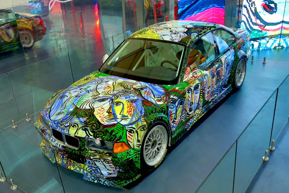 The 13th BMW Art Car by Italian artist Sandro Chia at India Art Fair 2017, was a BMW M3 GTR 